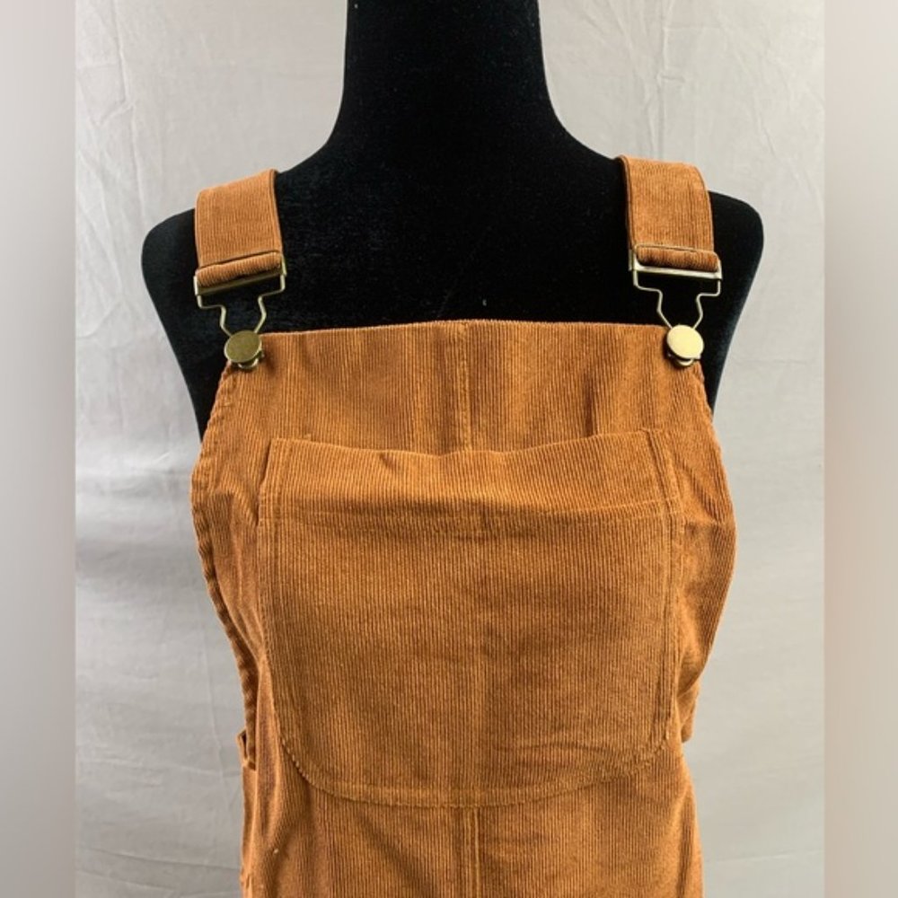 Corduroy Pocket Front Overall Dress Brown - Picture 6 of 6